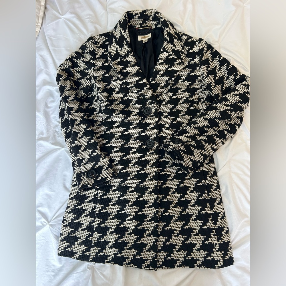 Talbots Black and Cream Textured Coat